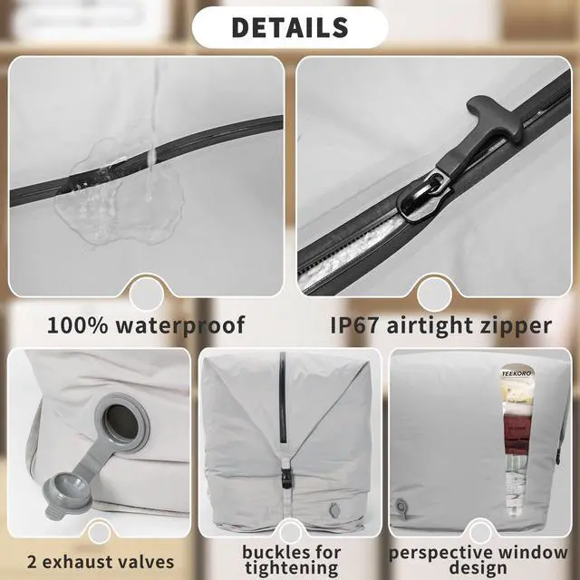 Alt view image 4 of 7 - Vacuum Storage Bags for Home, Professional IP67 Waterproof Reusable Vacuum Compression Bags for comforter and Clothing, Large Vacuum Seal Bag for Bedding (1 Pack, No Pump)