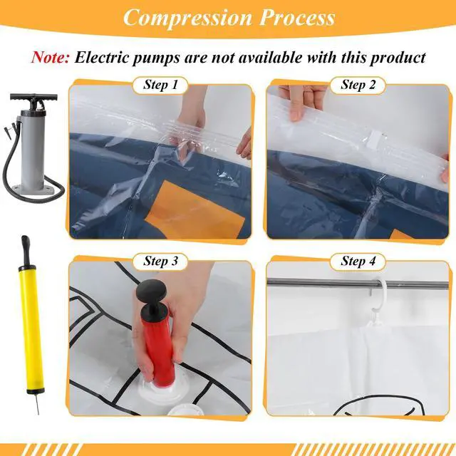 Alt view image 4 of 7 - 6 Pack Hanging Vacuum Storage Bags for Clothes,43 x 27 inch Reusable Vacuum