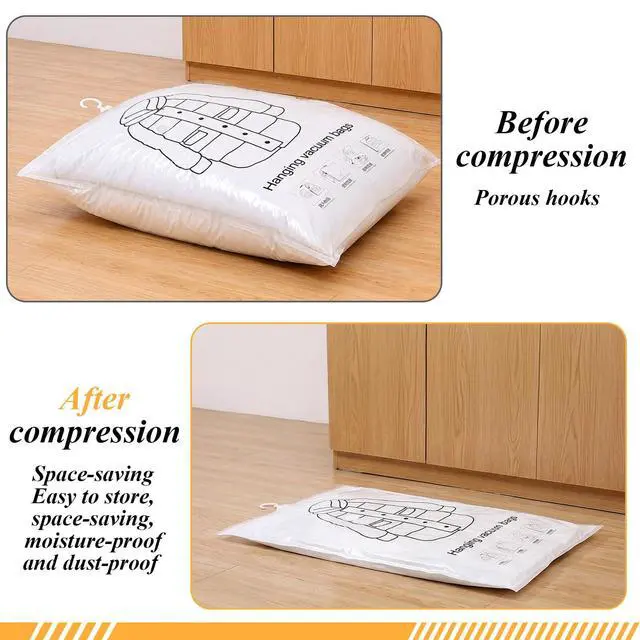 Alt view image 3 of 7 - 6 Pack Hanging Vacuum Storage Bags for Clothes,43 x 27 inch Reusable Vacuum