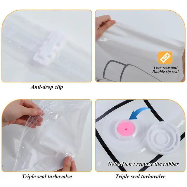 Alt view image 6 of 7 - 6 Pack Hanging Vacuum Storage Bags for Clothes,43 x 27 inch Reusable Vacuum