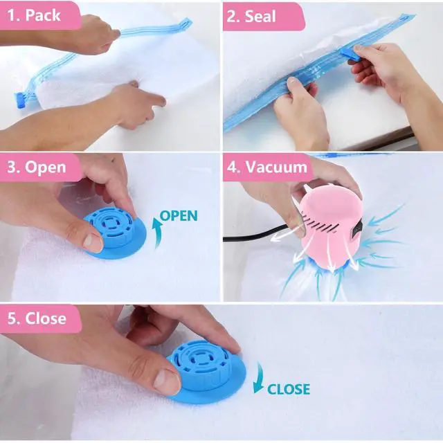 Alt view image 7 of 7 - Electric Pump for Vacuum Storage Bags, Travel Vacuum Pump for Various Vacuum Seal Bags Portable Vacpack Air Pump for Compression Clothing Blanket Luggage Pink (Storage Bag Not Included)
