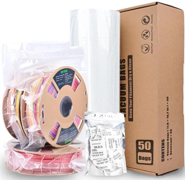 Main image of Filament Storage Bags 50 Pcs for Vacuum Sealer with 50 Desiccants, 15.7X11.8in Only Filament Bags and Desiccants, Without Sealer Machine