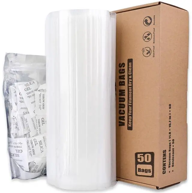 Alt view image 5 of 5 - Filament Storage Bags 50 Pcs for Vacuum Sealer with 50 Desiccants, 15.7X11.8in Only Filament Bags and Desiccants, Without Sealer Machine