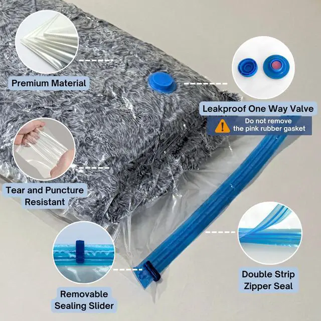 Alt view image 5 of 7 - Pack Vacuum Storage Bags With Electric Pump, Compression Space Saver for Comforter, Bedding, Blanket Storage, Vacuum Seal Bags for Clothing, Luggage and Closet Organizer