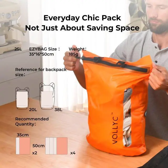 Alt view image 5 of 7 - 25L Waterproof Travel Vacuum Bags, Tear-Resistant Design,Lightweight Compression Storage, Durable Vacuum Seal Bags for Clothing Travel Luggage, Camping, Hiking & Road Trips
