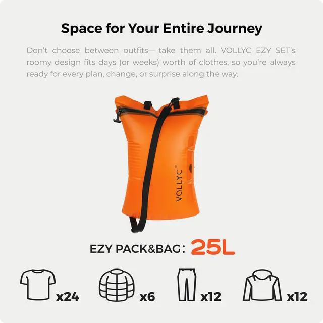 Alt view image 6 of 7 - 25L Waterproof Travel Vacuum Bags, Tear-Resistant Design,Lightweight Compression Storage, Durable Vacuum Seal Bags for Clothing Travel Luggage, Camping, Hiking & Road Trips