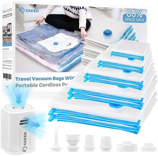 Main image of Vacuum Storage Bags with Electric Pump, Space Bags Vacuum Storage Bags, 2-in-1 Pumping and Inflation, 15 Pack (3 Jumbo,3 Large,3 Medium,3 Small,3 Roll Up Bags) for Clothes, Bedding, Travel