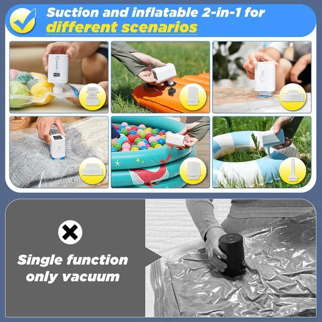 Alt view image 3 of 7 - Vacuum Storage Bags with Electric Pump, Space Bags Vacuum Storage Bags, 2-in-1 Pumping and Inflation, 15 Pack (3 Jumbo,3 Large,3 Medium,3 Small,3 Roll Up Bags) for Clothes, Bedding, Travel