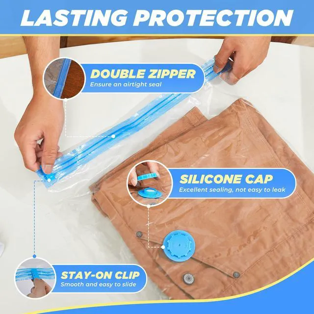 Alt view image 7 of 7 - Vacuum Storage Bags with Electric Pump, Space Bags Vacuum Storage Bags, 2-in-1 Pumping and Inflation, 15 Pack (3 Jumbo,3 Large,3 Medium,3 Small,3 Roll Up Bags) for Clothes, Bedding, Travel