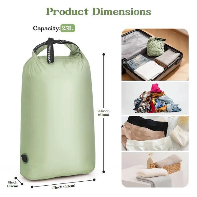 Alt view image 3 of 7 - Travel Laundry Bag for Dirty Clothes, Waterproof Travel Compression Bags for Packing, Moisture-resistant Vacuum Storage Bag, Space-Saving Laundry Storage Organizer for Cruise, Swimming, Gym