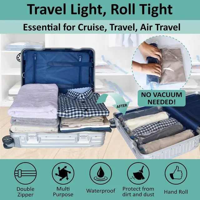 Alt view image 2 of 7 - Compression Bags for Travel - Travel Essentials - 16 Pack Space Saver Bags - No Vacuum Needed - Compression Packing Bags for Cruise Accessories