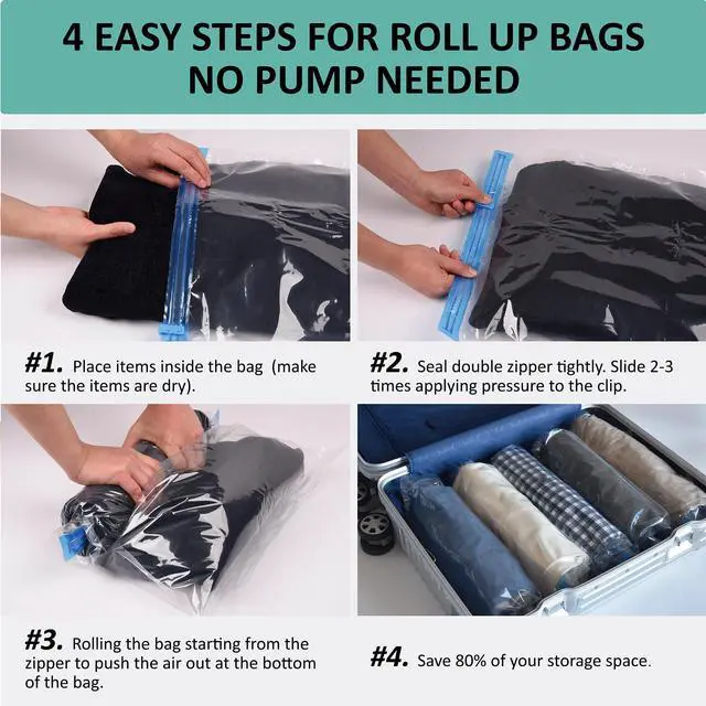 Alt view image 6 of 7 - Compression Bags for Travel - Travel Essentials - 16 Pack Space Saver Bags - No Vacuum Needed - Compression Packing Bags for Cruise Accessories