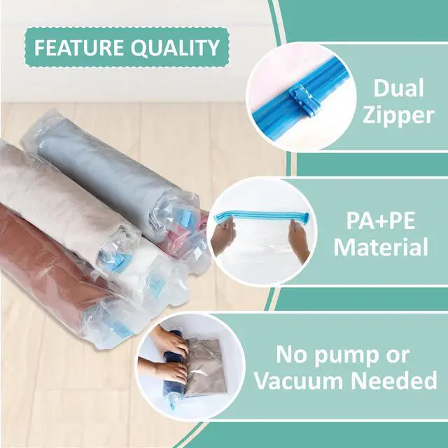Alt view image 4 of 7 - Compression Bags for Travel - Travel Essentials - 16 Pack Space Saver Bags - No Vacuum Needed - Compression Packing Bags for Cruise Accessories