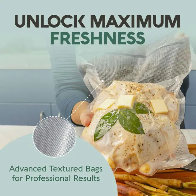 Alt view image 2 of 7 - Vacuum Sealer Bags, Vac Seal Bags for Food Storage, Freezing, and Sous Vide Cooking, Non-BPA Freezer Vacuum Sealer Bags, Pint, Quart, and Gallon Sizes Combo Pack, 150 Bags