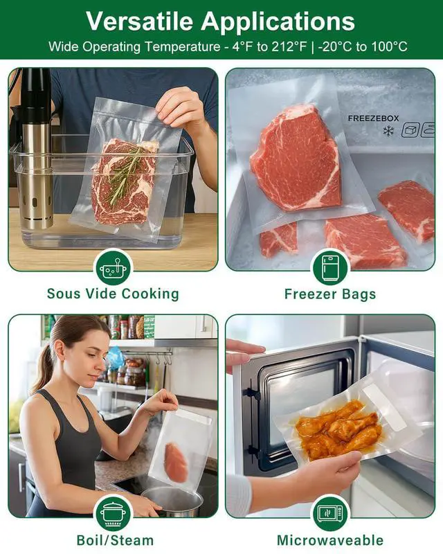 Alt view image 7 of 7 - Vacuum Sealer Bags for Food, 11 Inch 16 Feet Custom Size 3-pack