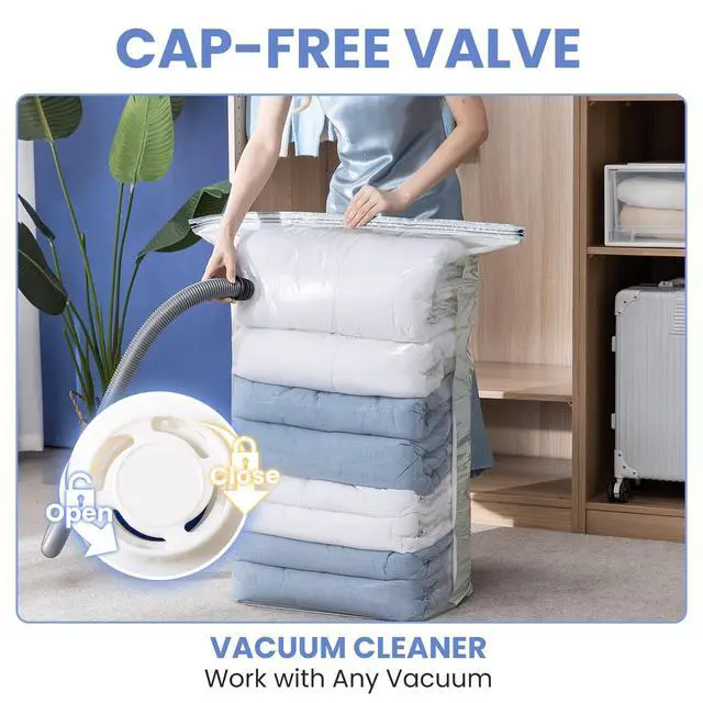 Alt view image 4 of 7 - 8 Pack Vacuum Storage Bags, Cube Combo (3 Jumbo+5 Medium), Vacuum Seal Bags for Clothing, Bedding, Blanket, Space Saving Closet Organization