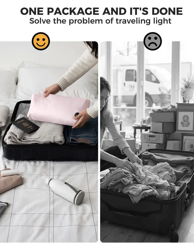 Alt view image 5 of 7 - Compression Travel Laundry Bag for Dirty Clothes, Pump-Free Laundry Bag for Suitcase & Dorm, Waterproof Wet Dry Clothes Organizer, Large Capacity Space Saving Travel Bag (1 Pcs)(Pink, L)