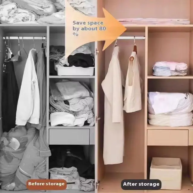 Alt view image 2 of 7 - 2PCS No Pump Vacuum Storage Bags, Upgrade Large Storage Compression Bags No-Pump 3D Vacuum Storage Bags for Clothes, Comforters, Blankets, 2026 New Cube Compression Space Saver Bags