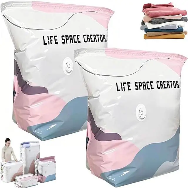 Main image of 2PCS No Pump Vacuum Storage Bags, Upgrade Large Storage Compression Bags No-Pump 3D Vacuum Storage Bags for Clothes, Comforters, Blankets, 2026 New Cube Compression Space Saver Bags