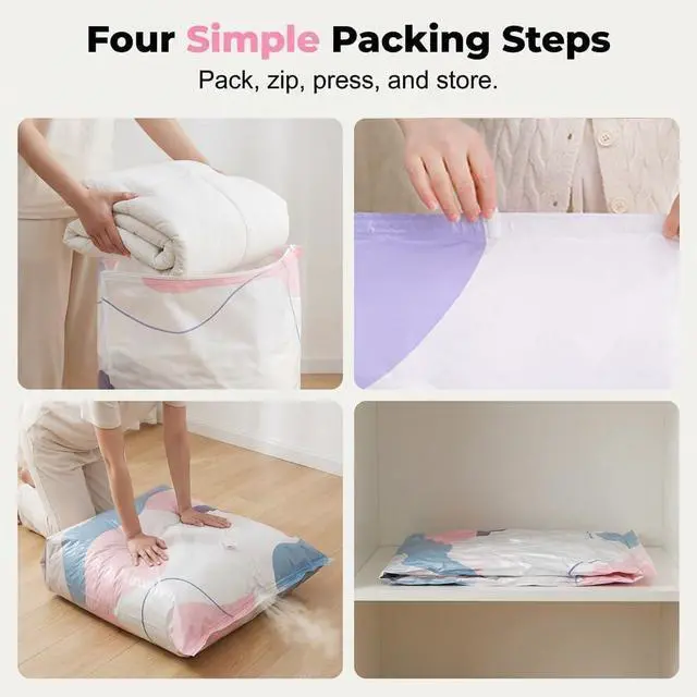 Alt view image 3 of 7 - 2PCS No Pump Vacuum Storage Bags, Upgrade Large Storage Compression Bags No-Pump 3D Vacuum Storage Bags for Clothes, Comforters, Blankets, 2026 New Cube Compression Space Saver Bags