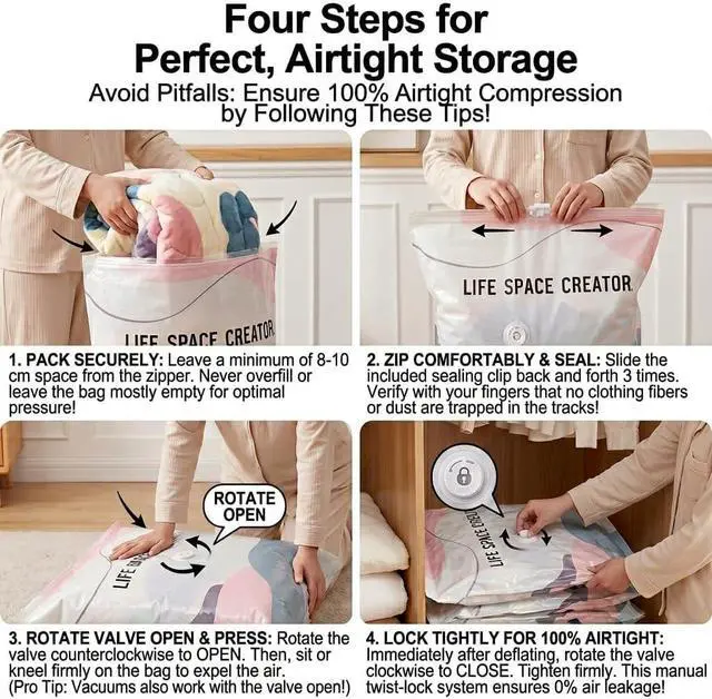 Alt view image 6 of 7 - 2PCS No Pump Vacuum Storage Bags, Upgrade Large Storage Compression Bags No-Pump 3D Vacuum Storage Bags for Clothes, Comforters, Blankets, 2026 New Cube Compression Space Saver Bags