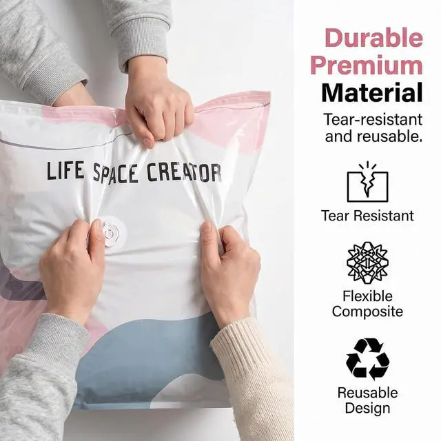 Alt view image 7 of 7 - 2PCS No Pump Vacuum Storage Bags, Upgrade Large Storage Compression Bags No-Pump 3D Vacuum Storage Bags for Clothes, Comforters, Blankets, 2026 New Cube Compression Space Saver Bags