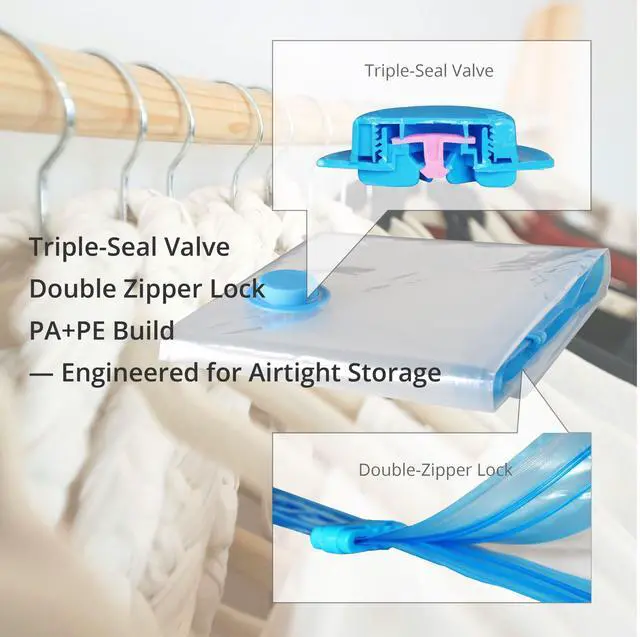 Alt view image 7 of 7 - Vacuum Storage Bags Small 7 Pack Hand Pump, 80% Space Saver Vacuum Seal Bag