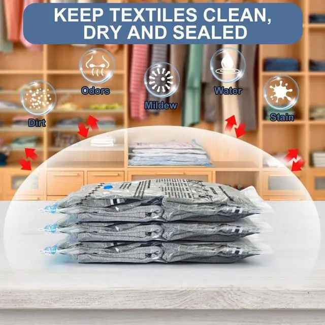 Alt view image 4 of 7 - Vacuum Storage Bags with Electric Pump 30 Combo (8XL, 8L, 4M, 4S, 4XS, 2XXS) Heavy-Duty Thickened Vacuum Seal Bags for Clothing Space Saving for Closet & Travel Pillow Comforters Bedding