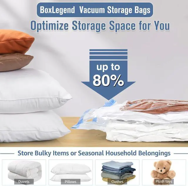 Alt view image 5 of 7 - Vacuum Storage Bags with Electric Pump 30 Combo (8XL, 8L, 4M, 4S, 4XS, 2XXS) Heavy-Duty Thickened Vacuum Seal Bags for Clothing Space Saving for Closet & Travel Pillow Comforters Bedding