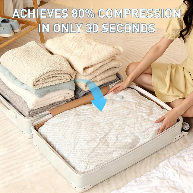 Alt view image 3 of 6 - Premium Vacuum Storage Bags,Compression Space Saver Bags with Rechargeable Cordless Pump,15 Pack 4 Sizes,vacuum seal bags for clothing travel,Comforters,Bedding