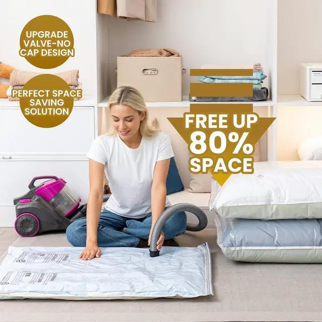 Alt view image 2 of 7 - 4 Pack Vacuum Storage Bags, Jumbo Size (31×40 inch), Vacuum Seal Bag for Clothing, Bulky Bedding, Comforter, Blankets, Pillows, Space Saver Packing