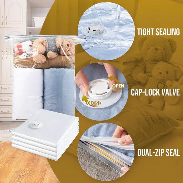 Alt view image 3 of 7 - 4 Pack Vacuum Storage Bags, Jumbo Size (31×40 inch), Vacuum Seal Bag for Clothing, Bulky Bedding, Comforter, Blankets, Pillows, Space Saver Packing