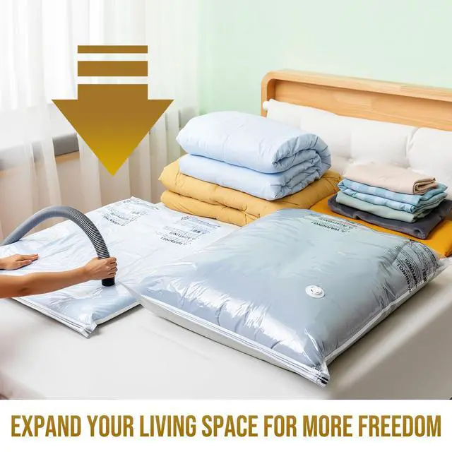 Alt view image 4 of 7 - 4 Pack Vacuum Storage Bags, Jumbo Size (31×40 inch), Vacuum Seal Bag for Clothing, Bulky Bedding, Comforter, Blankets, Pillows, Space Saver Packing