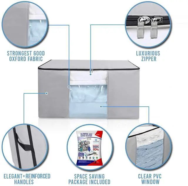 Alt view image 4 of 6 - Cube Vacuum Storage Bags, Space Saver Bags, Premium Totes with Cubic Vacuum Compression Seal Bags for Clothing & Bedding. Space Saving Jumbo Organizer for Storing Clothes, Comforters,Blankets,Pillows+
