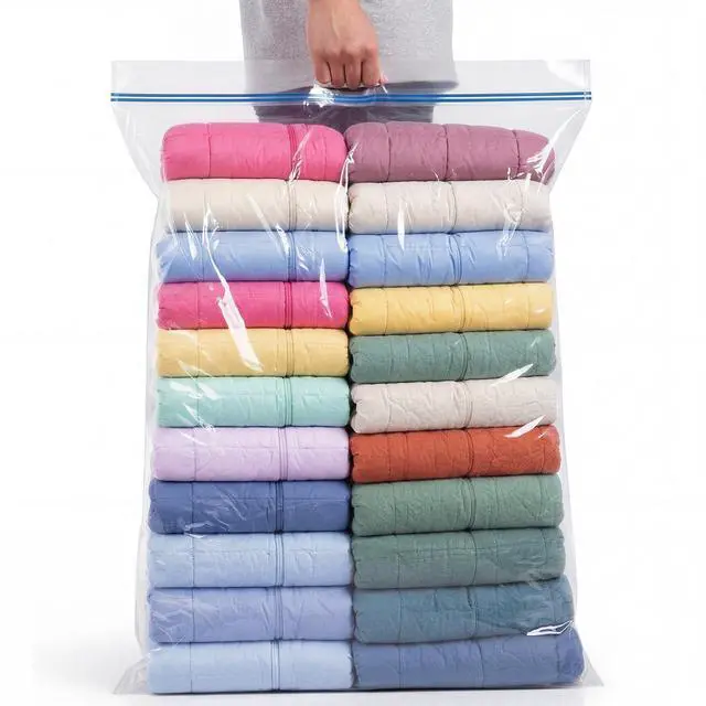 Main image of 10 Pack 35 Gallon Extra Large Jumbo Storage Bags, 40" x 30" Clear Resealable Zipper Bags with Handles for Travel Clothes, Pillows, Blankets, Bedding, Seasonal Organizer