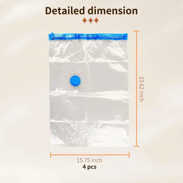 Alt view image 2 of 6 - 4 Pack Vacuum Storage Bags, Space Saver Bag Vacuum Seal Bags for Clothing Travel Moving Blankets Pillows Storage and Organization.40 x 60CM