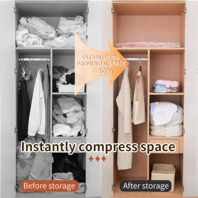 Alt view image 5 of 6 - 4 Pack Vacuum Storage Bags, Space Saver Bag Vacuum Seal Bags for Clothing Travel Moving Blankets Pillows Storage and Organization.40 x 60CM