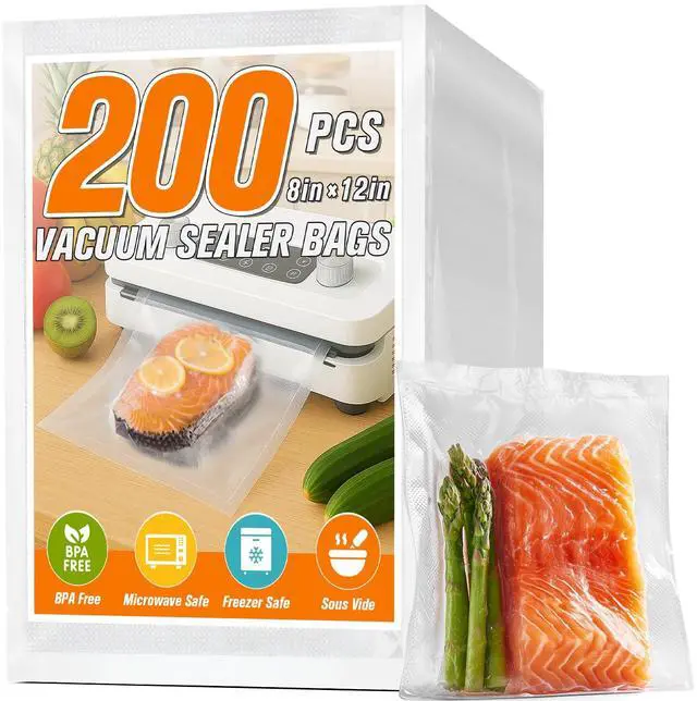 Main image of 200 Precut Quart 8" x 12" BPA-Free Vacuum Sealer Bags for Food