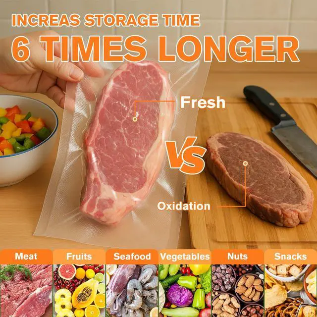 Alt view image 2 of 7 - 200 Precut Quart 8" x 12" BPA-Free Vacuum Sealer Bags for Food