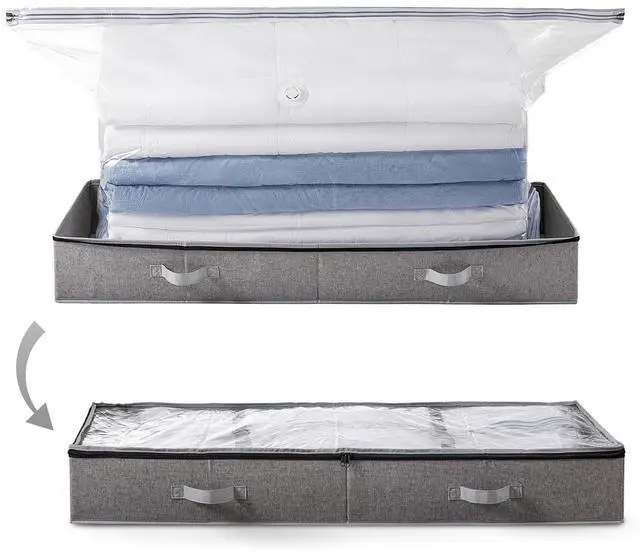 Main image of Under Bed Vacuum Storage Bags for Comforters and Blankets, Save 80% Space, Large Capacity Foldable Under Bed Storage Box for Quilts Pillow Blankets Linen, 41" x 17.7" x 6", Jumbo Vacuum Seal