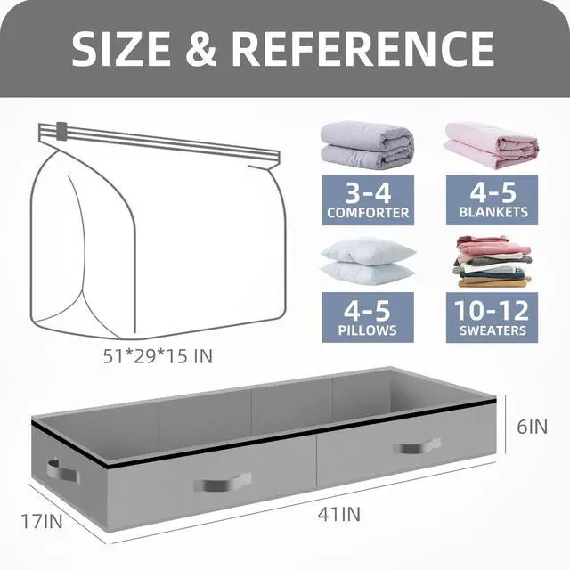 Alt view image 4 of 7 - Under Bed Vacuum Storage Bags for Comforters and Blankets, Save 80% Space, Large Capacity Foldable Under Bed Storage Box for Quilts Pillow Blankets Linen, 41" x 17.7" x 6", Jumbo Vacuum Seal