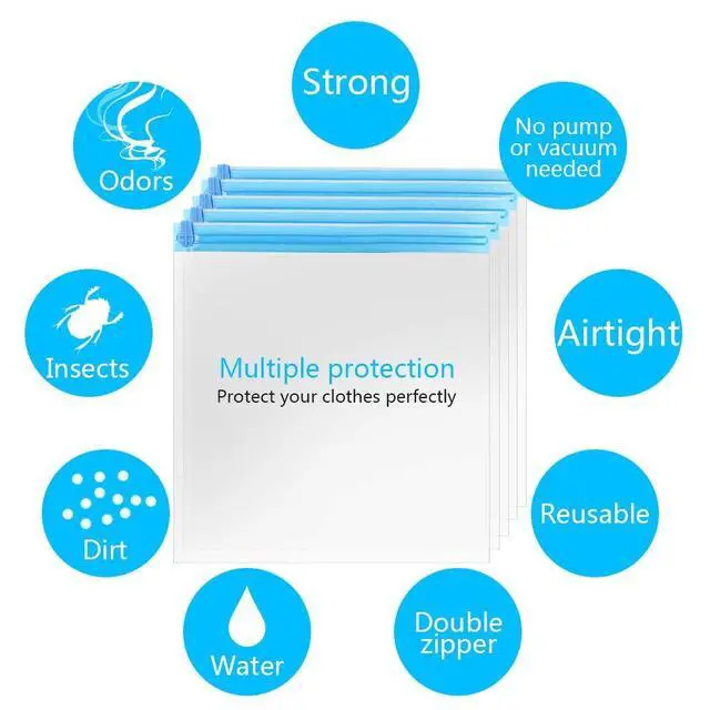 Alt view image 5 of 5 - 10Pack Travel Space Saver Bags (4 x S, 3 x L, 3 xL), Reusable Vacuum Travel Storage Bag, Saves 75% of Storage Space, Roll-Up Compression, No Need For Vacuum Machine Or Pump