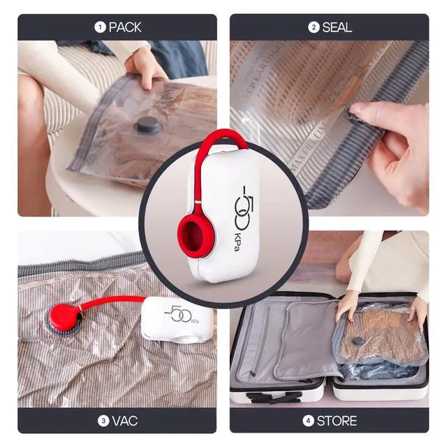Alt view image 7 of 7 - Pack Vacuum Bags for Travel, Vacuum Seal Compression Bags for Clothing, Carry-On Luggage Space Saver Bags with Plug-in Electric Pump