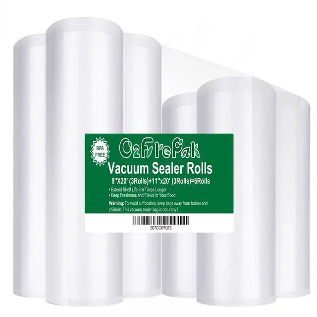 Main image of 6Pack 8"x20'(3Rolls) and 11"x20' (3Rolls) Rolls Vacuum Sealer Bags Rolls with BPA Free,Heavy Duty Vacuum Sealer Storage Bags Rolls,Cut to Size Roll,Great for Sous Vide Cooking