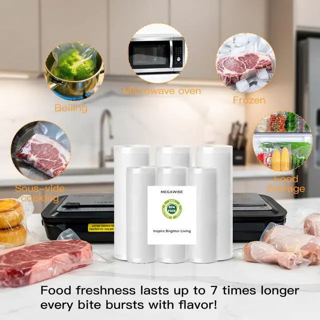 Alt view image 3 of 7 - Vacuum Sealer Bags (11''x 14''-100pcs) for Food Freshness Preservation, BPA Free Vacuum Storage Bags for Food or Sous Vide, Seal a Meal,Double-Sided Texture, Double Lock Freshness (100 count)