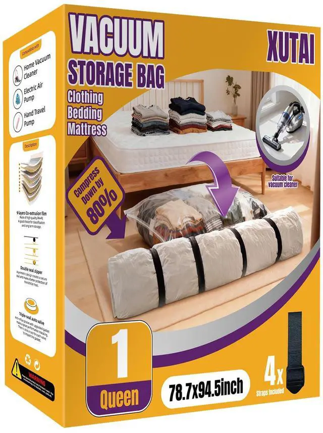 Main image of Mattress Vacuum Bag, Vacuum Seal Storage Bag for Mattress & Clothing Heavy Duty Reusable Mattress Storage Bag (1 Queen)