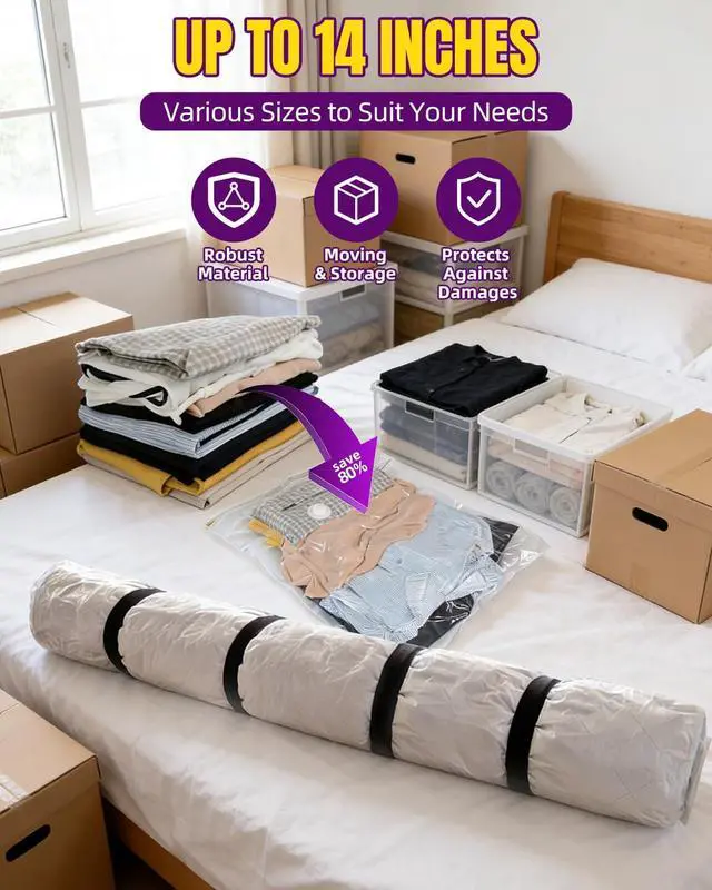Alt view image 2 of 7 - Mattress Vacuum Bag, Vacuum Seal Storage Bag for Mattress & Clothing Heavy Duty Reusable Mattress Storage Bag (1 Queen)