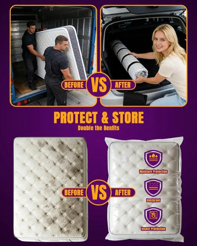 Alt view image 5 of 7 - Mattress Vacuum Bag, Vacuum Seal Storage Bag for Mattress & Clothing Heavy Duty Reusable Mattress Storage Bag (1 Queen)