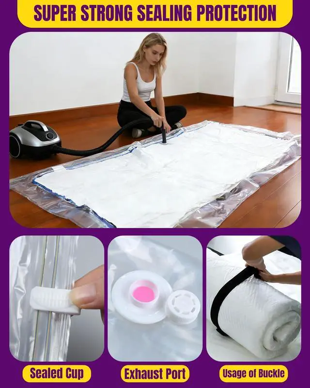 Alt view image 6 of 7 - Mattress Vacuum Bag, Vacuum Seal Storage Bag for Mattress & Clothing Heavy Duty Reusable Mattress Storage Bag (1 Queen)