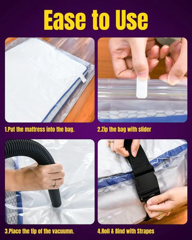 Alt view image 7 of 7 - Mattress Vacuum Bag, Vacuum Seal Storage Bag for Mattress & Clothing Heavy Duty Reusable Mattress Storage Bag (1 Queen)
